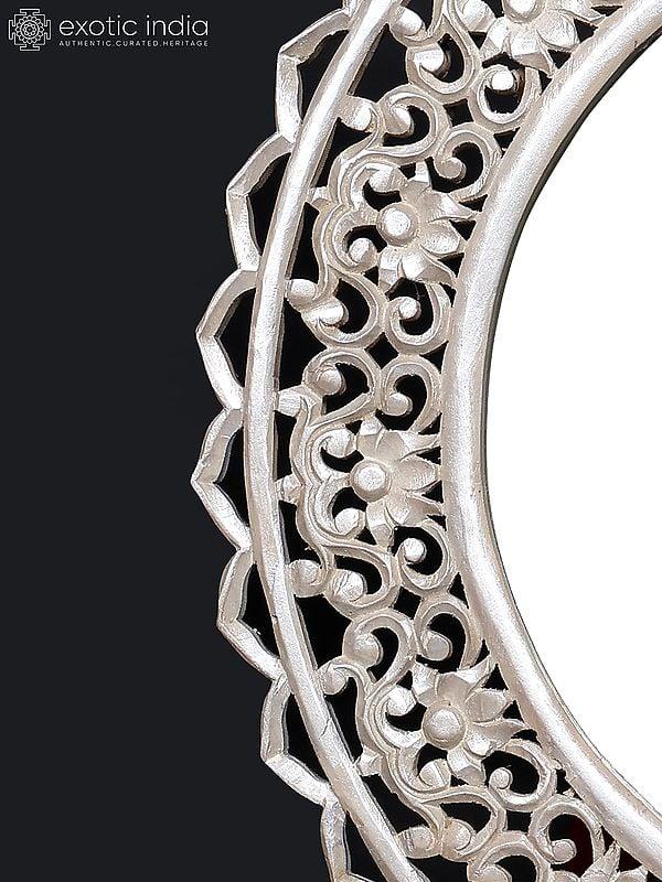 Exotic India 34" Round Shaped Wall Hanging Mirror | Home Decor 