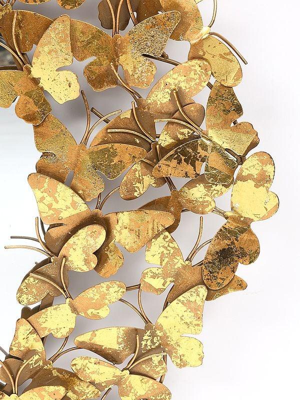 Exotic India 34" Stylish Mirror With Full Of Butterflies | Wall Hanging 
