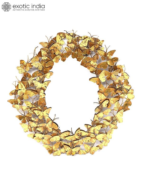 exotic india 34" Stylish Mirror with Full of Butterflies | Wall Hanging