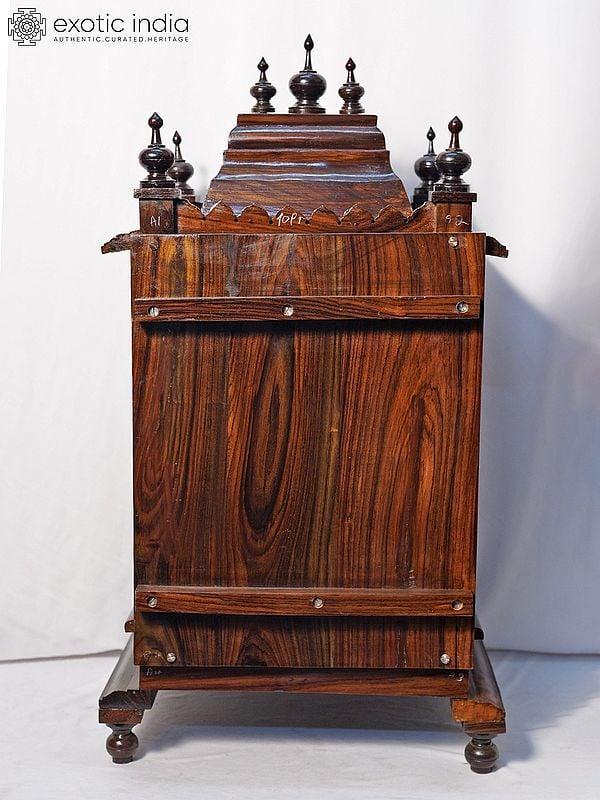 Exotic India 34" Traditional Wood Temple For Home | Handmade Rosewood Home Decor Item