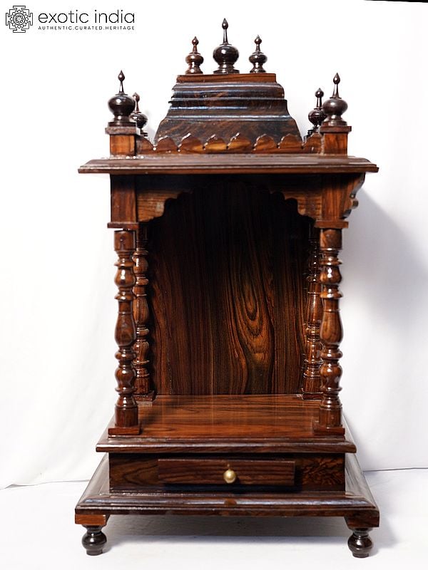 exotic india 34" Traditional Wood Temple For Home | Handmade Rosewood Home Decor Item 