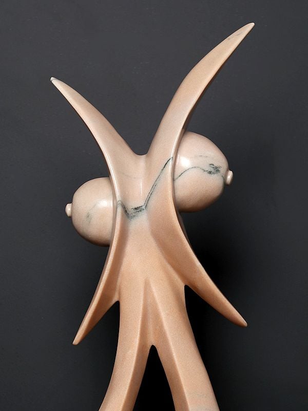 Exotic India 35" Woman Modern Art Pink Stone Sculpture | Home Decor 