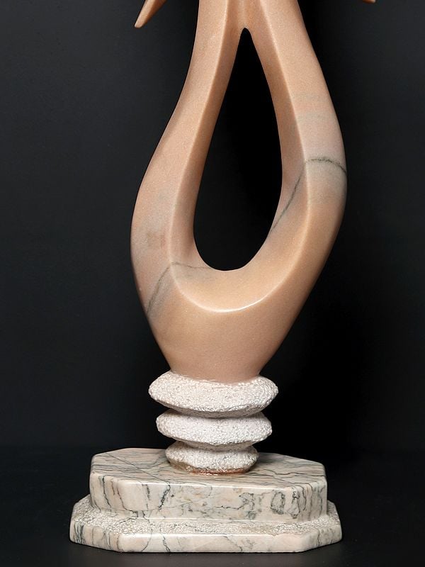 Exotic India 35" Woman Modern Art Pink Stone Sculpture | Home Decor 