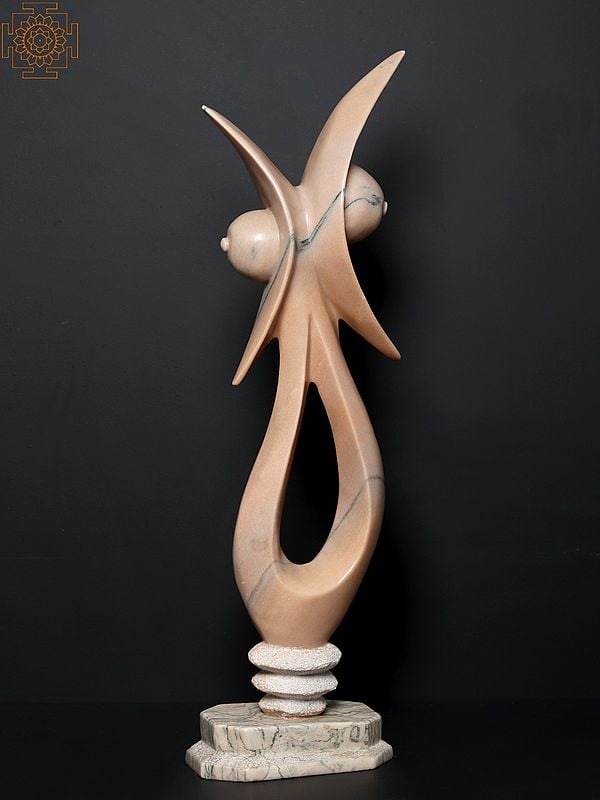 Exotic India 35" Woman Modern Art Pink Stone Sculpture | Home Decor 