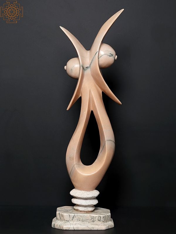 exotic india 35" Woman Modern Art Pink Stone Sculpture | Home Decor 