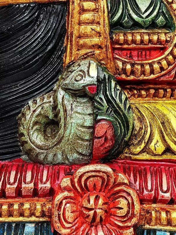 Exotic India 36" Large Colorful Ardhanarishvara Head | Wood Carving | Wall Hanging 