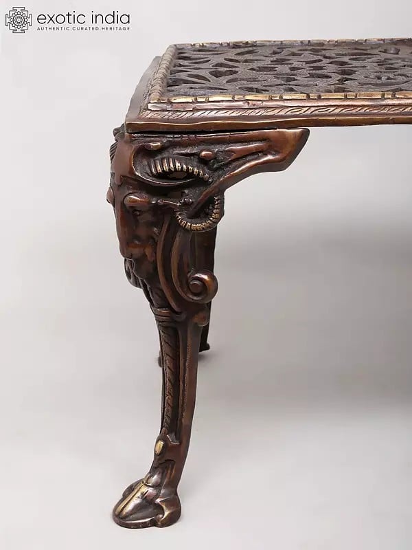 Exotic India 36" Large Size Designer Brass Table | Home And Living 