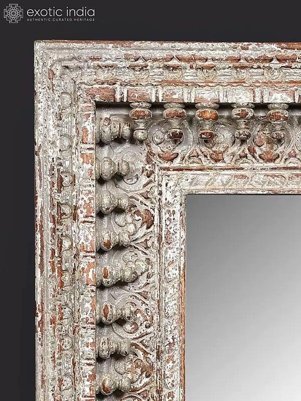 Exotic India 36" Large Wood Framed Vintage Mirror | Wall Hanging | Home Decor
