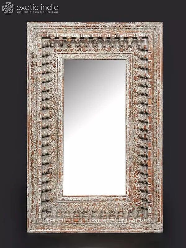 exotic india 36" Large Wood Framed Vintage Mirror | Wall Hanging | Home Decor 