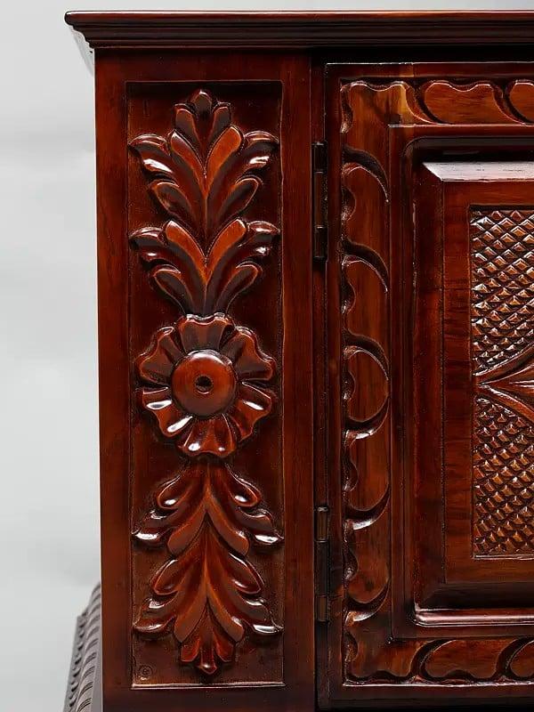 Exotic India 36" Wood Carved Sideboard Cabinet | Home And Living 