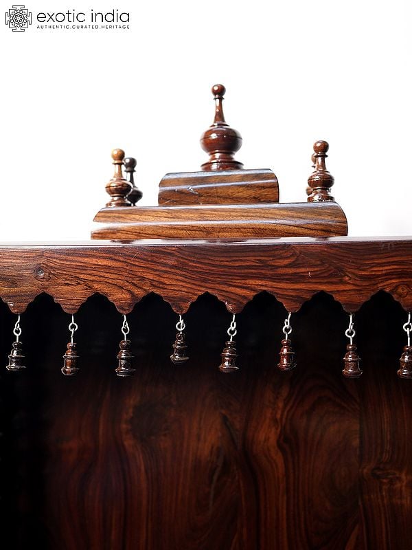 Exotic India 38" Handmade Puja Temple For Home | Handmade Rosewood Home Decor Item 