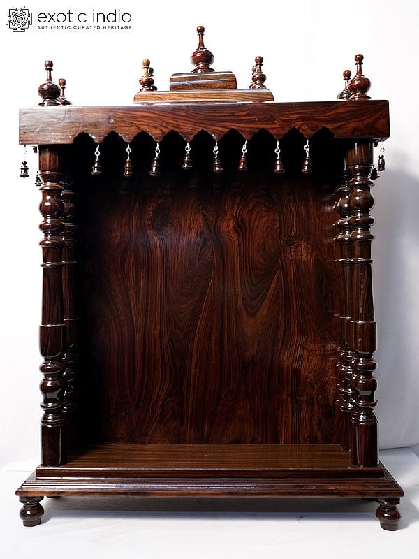 exotic india 38" Handmade Puja Temple For Home | Handmade Rosewood Home Decor Item 