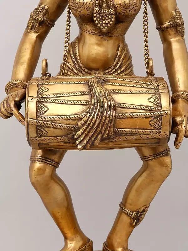Exotic India 38" Large Size Dancing Yakshi Brass Idol | Handmade | Made In India 