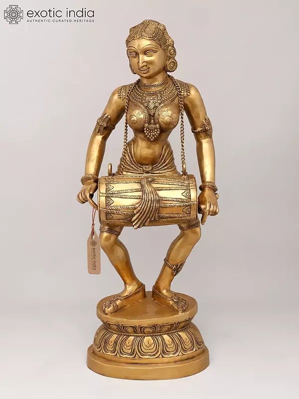 exotic india 38" Large Size Dancing Yakshi Brass Idol | Handmade | Made In India 