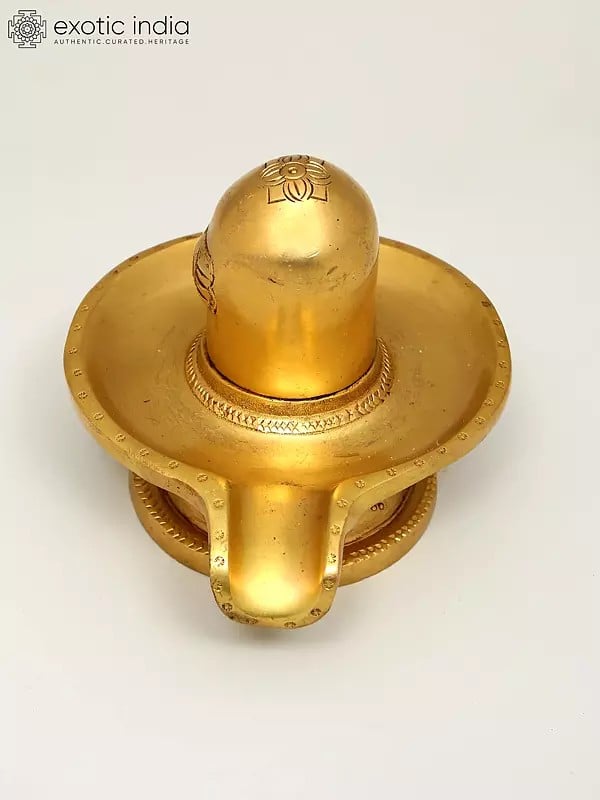 Exotic India 4" Brass Shiva Linga Idol With OM Carved On Base | Handmade Brass Statue | Made In India 