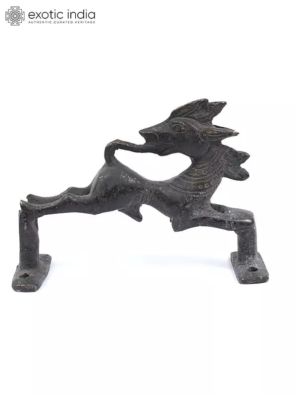 exotic india 4" Dragon with Inverted Face Vintage Look Door Handle in Brass 