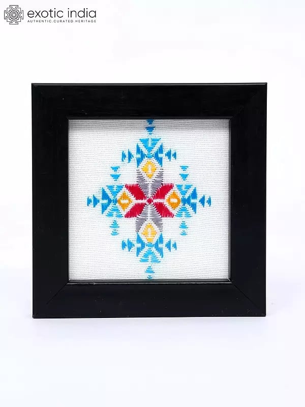 Exotic India 4" Hand Embroidered Square Coasters | Set Of 6