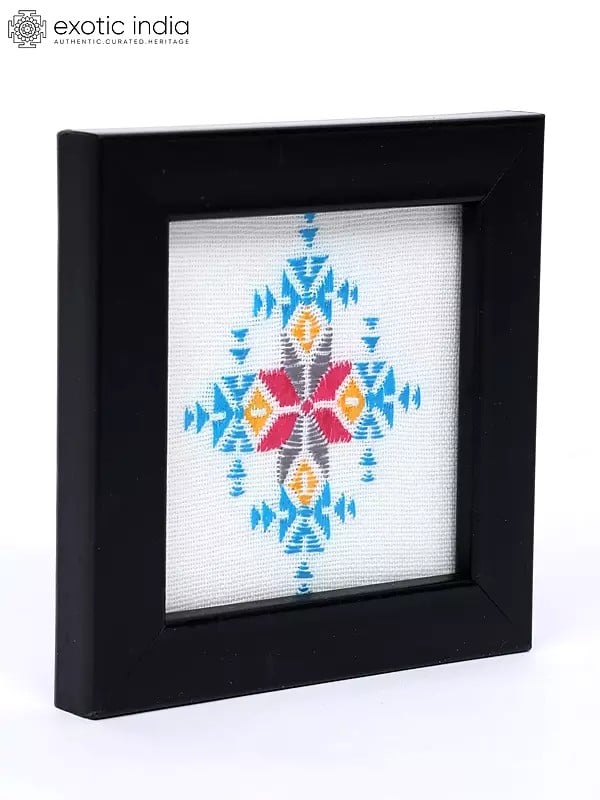 Exotic India 4" Hand Embroidered Square Coasters | Set Of 6