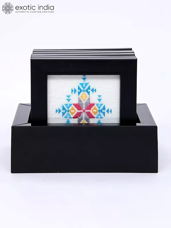 exotic india 4" Hand Embroidered Square Coasters | Set of 6
