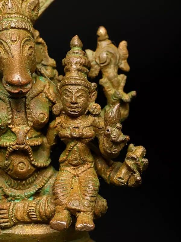 Exotic India 4" Hayagriva Avatara Of Lord Vishnu With Devi Lakshmi | Madhuchista Vidhana (Lost-Wax) | Panchaloha Bronze From Swamimalai 