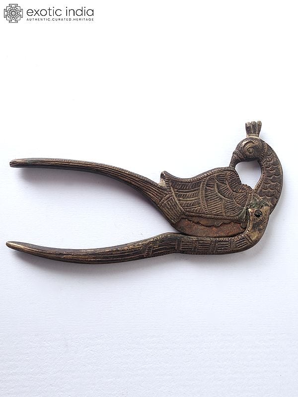 exotic india 4" Peacock Design Bronze Sarota/Nut Cracker 