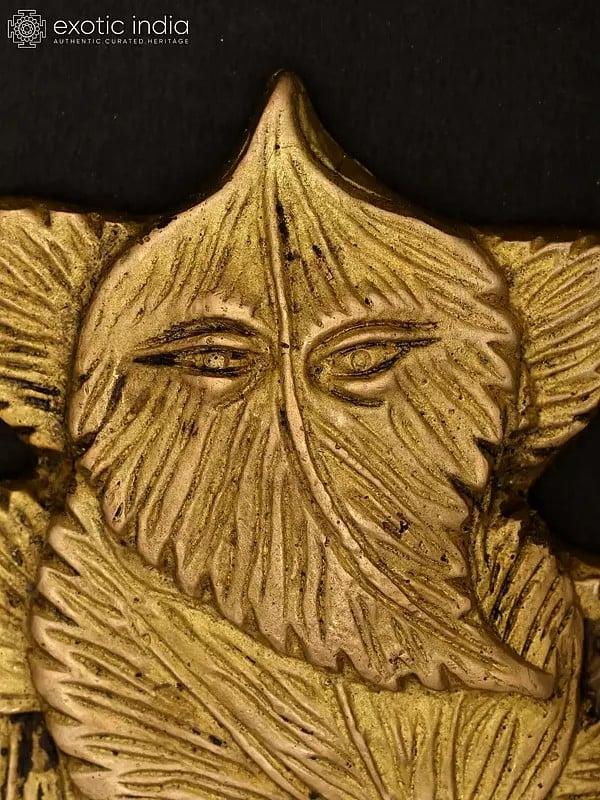 Exotic India 4" Pipal Leaves Ganesha Wall Hanging | Brass Statue 