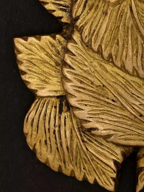Exotic India 4" Pipal Leaves Ganesha Wall Hanging | Brass Statue 