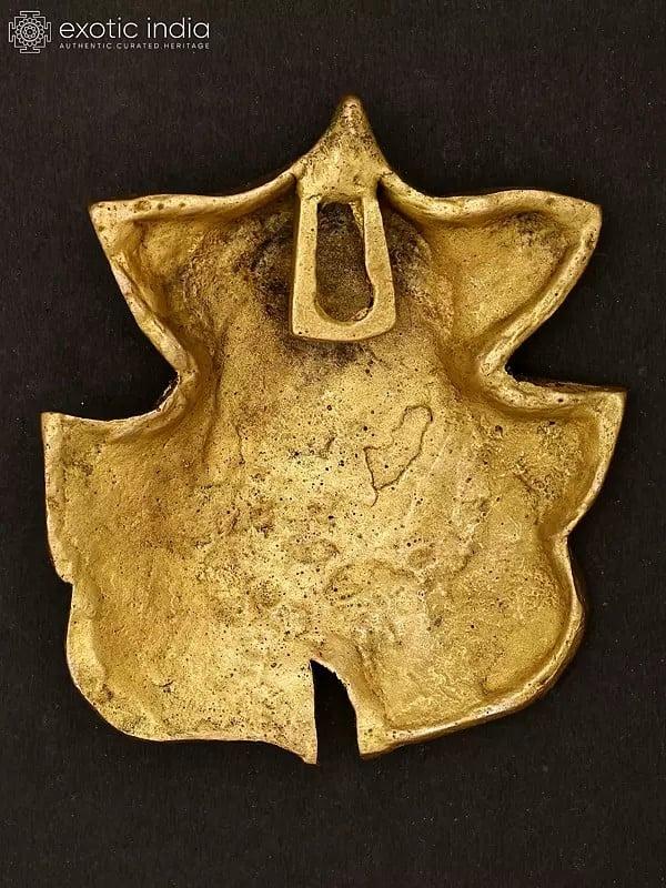 Exotic India 4" Pipal Leaves Ganesha Wall Hanging | Brass Statue 