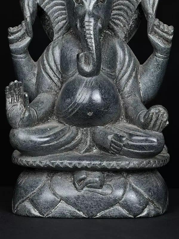 Exotic India 4" Small Blessing Lord Ganesha | Black Stone Statue 