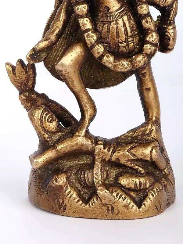 Exotic India 4" Small Mother Kali Statue In Brass | Handmade | Made In India 