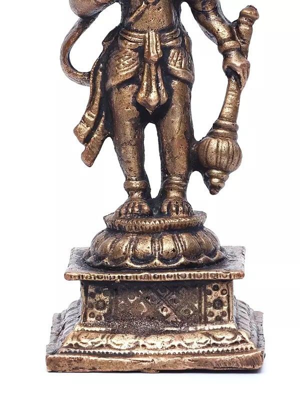 Exotic India 4" Small Standing Panchamukhi Lord Hanuman | Copper Statue 