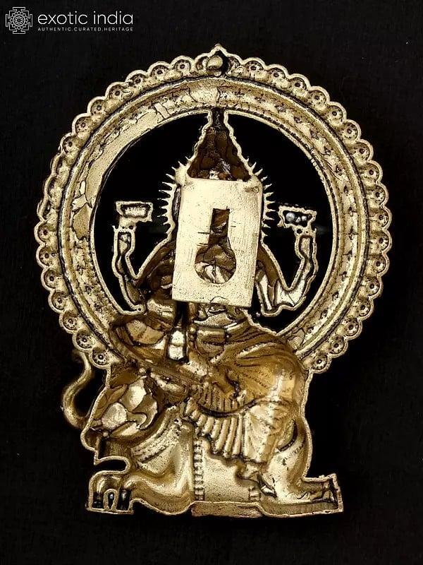 Exotic India 4" Small Superfine Goddess Gajalakshmi | Brass Statue | Wall Hanging 