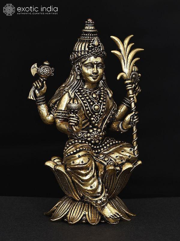 Exotic India 4" Small Superfine Goddess Rajarajeshvari | Brass Statue 