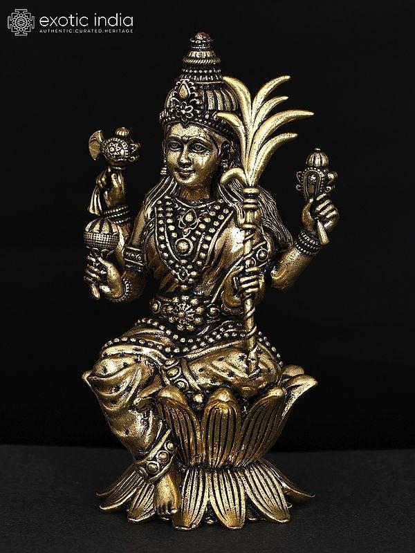 Exotic India 4" Small Superfine Goddess Rajarajeshvari | Brass Statue 