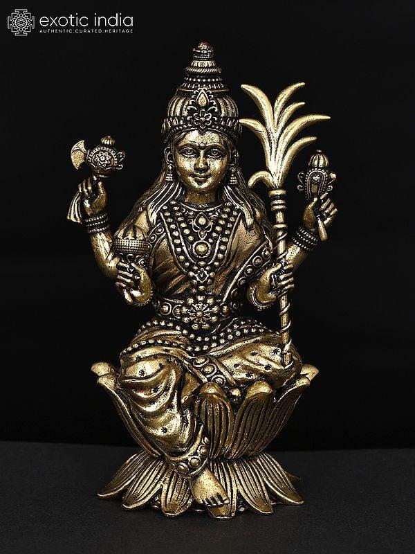 exotic india 4" Small Superfine Goddess Rajarajeshvari | Brass Statue 
