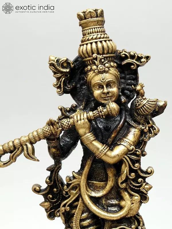 Exotic India 4" Small Superfine The Enchanted Duo: Divine Radha And Krishna | Ideal For Puja 