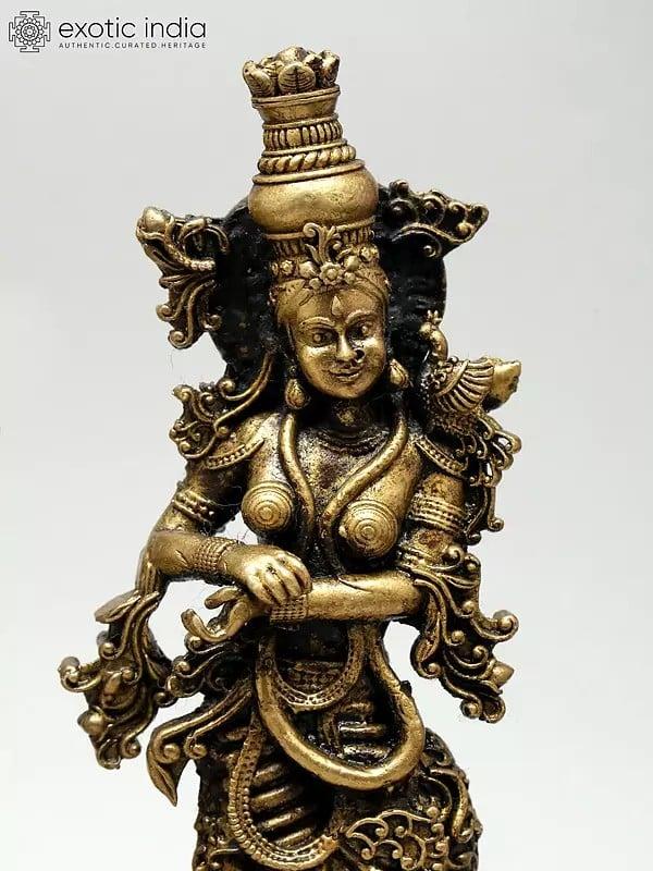Exotic India 4" Small Superfine The Enchanted Duo: Divine Radha And Krishna | Ideal For Puja 