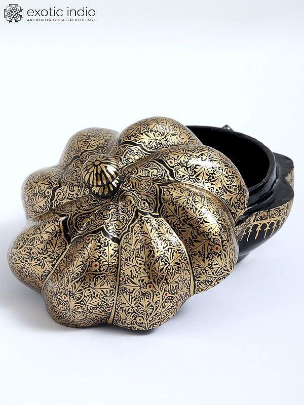 Exotic India 4" Stylish Hand-Painted Papier Mache Box | From Kashmir 