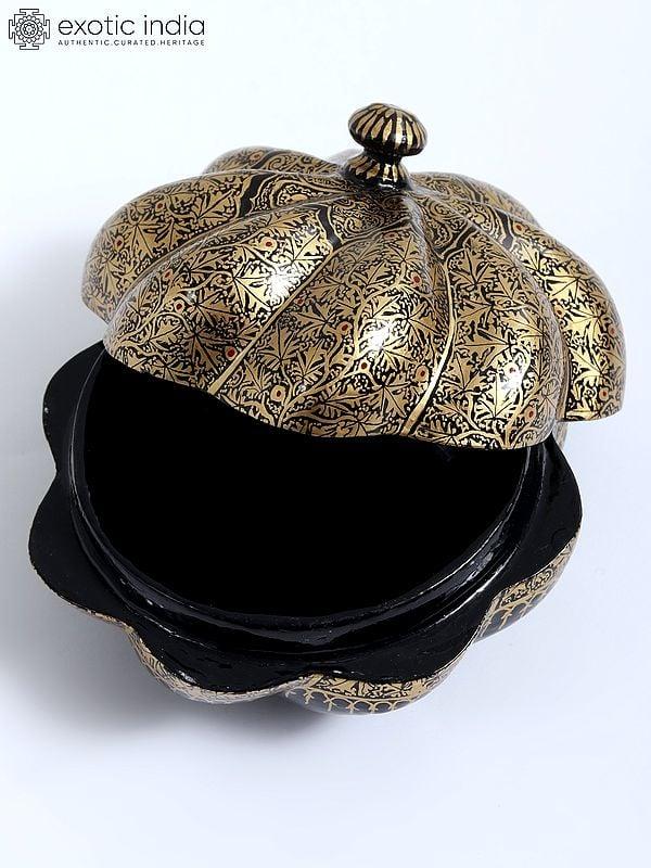 Exotic India 4" Stylish Hand-Painted Papier Mache Box | From Kashmir 