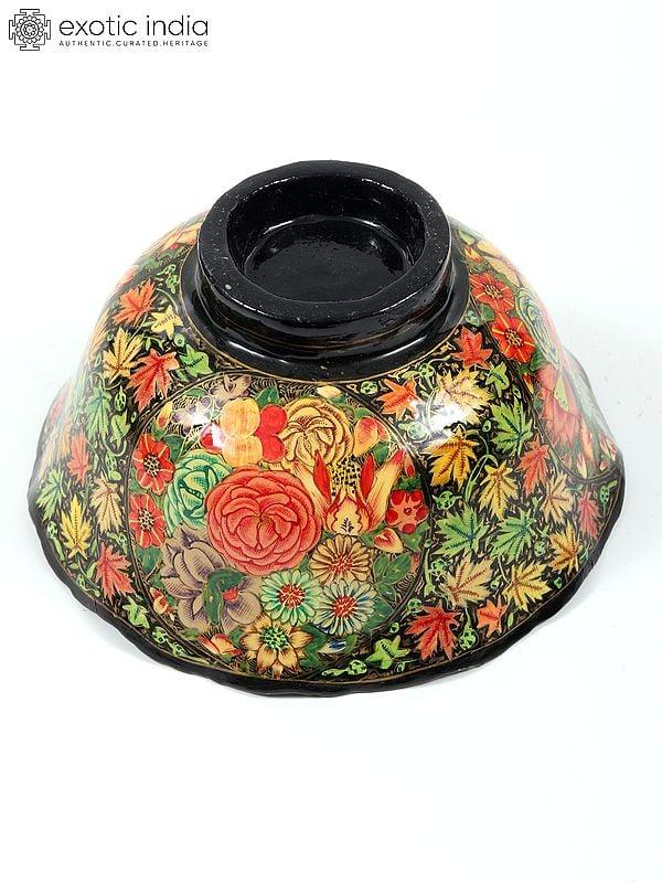 Exotic India 4" Superfine Hand-Painted Floral Design Bowl | 24 Karat Gold Work | From Kashmir 