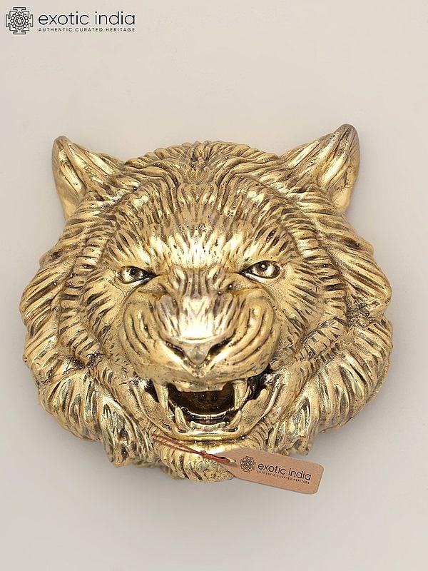 Exotic India 4" Superfine Lion Face Wall Hanging Statue | Home Decor 