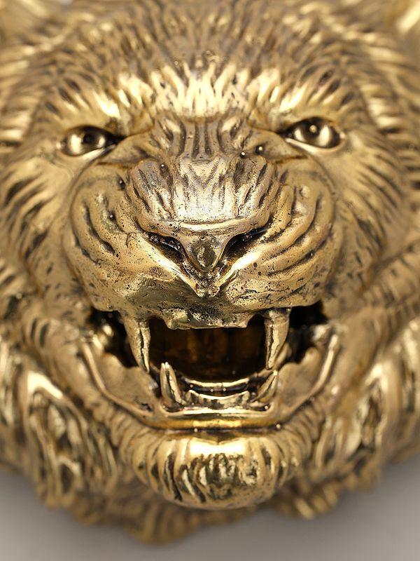 Exotic India 4" Superfine Lion Face Wall Hanging Statue | Home Decor 