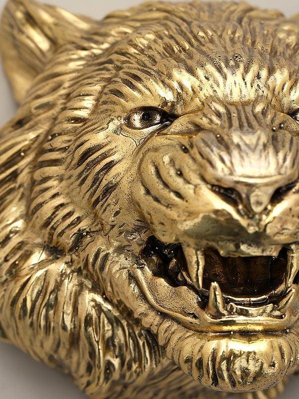 Exotic India 4" Superfine Lion Face Wall Hanging Statue | Home Decor 