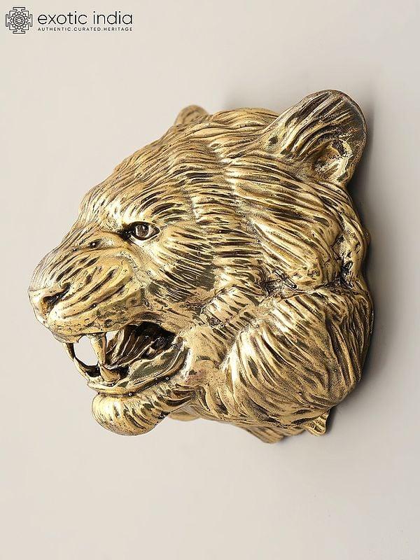 exotic india 4" Superfine Lion Face Wall Hanging Statue | Home Decor 
