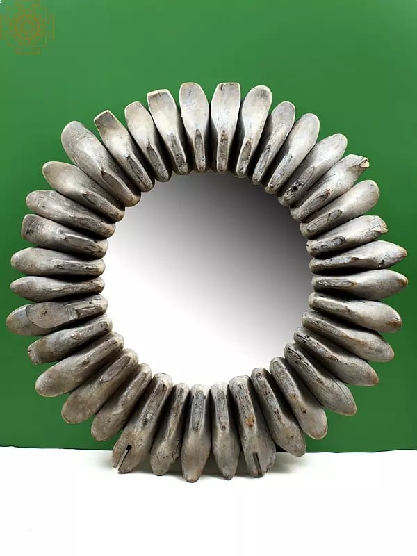 exotic india 40" Large Vintage Wooden Shoes Design Mirror 