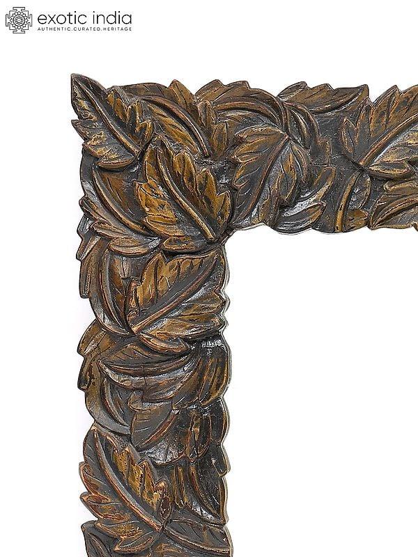 Exotic India 40" Leaves Design Square Shaped Mirror | Wall Hanging 