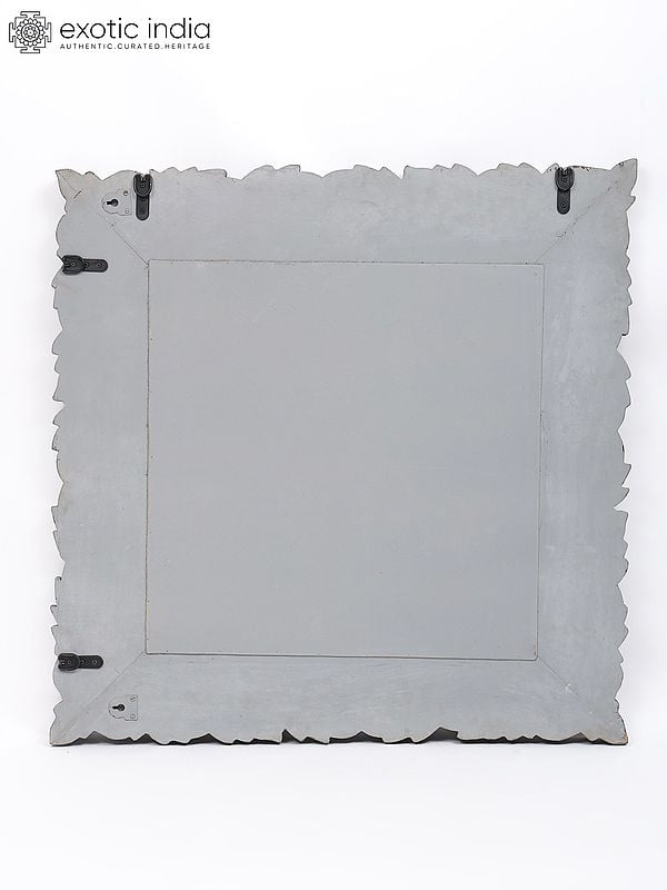 Exotic India 40" Leaves Design Square Shaped Mirror | Wall Hanging 