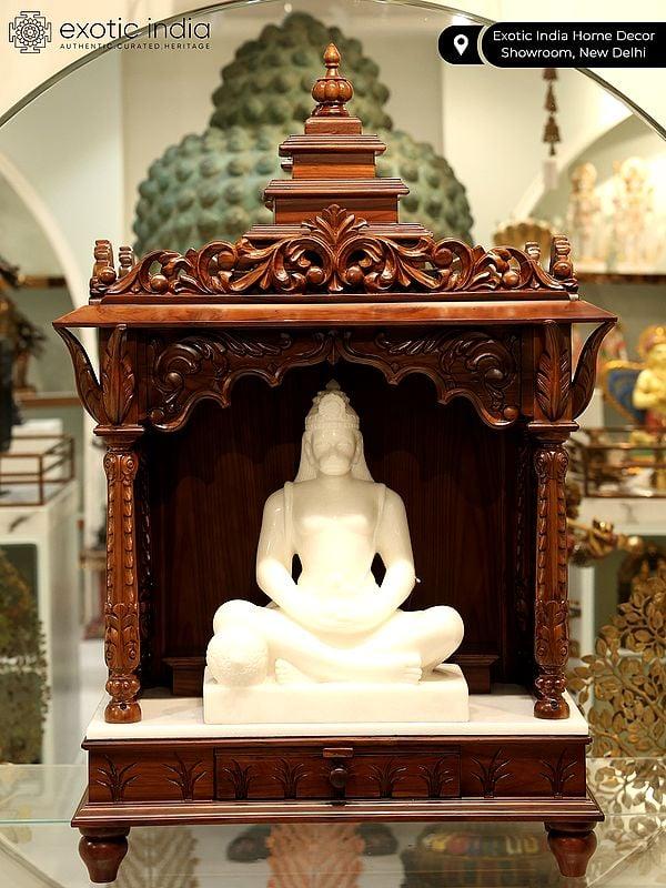 Exotic India 41" Large Wooden Hand Carved Designer Puja Temple 