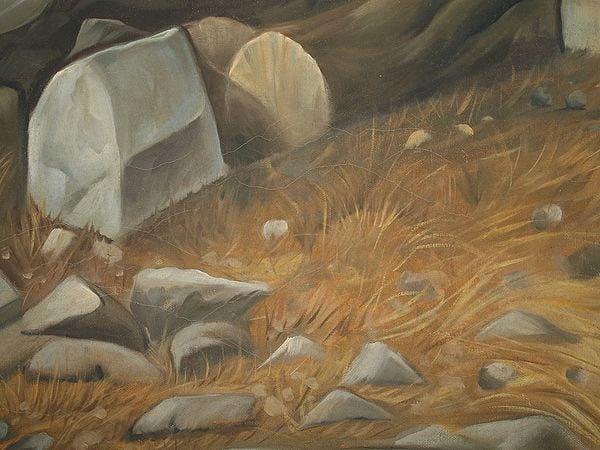 Exotic India 41" Wild Cat Painting With Vintage Wooden Frame | Wall Hanging 