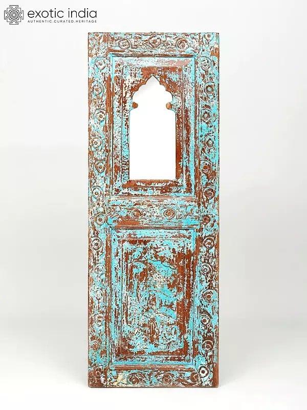 exotic india 42" Large Vintage Jharokha Design Wall Hanging with Mirror | Home Decor 